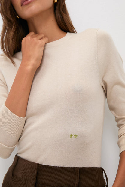 Sandstone Cashmere Silk Long Sleeve Katie Tee
