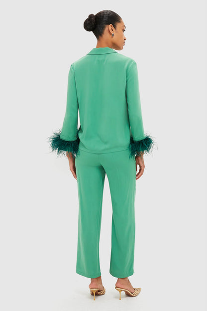 Green Bow Pajama Set with Detachable Feathers