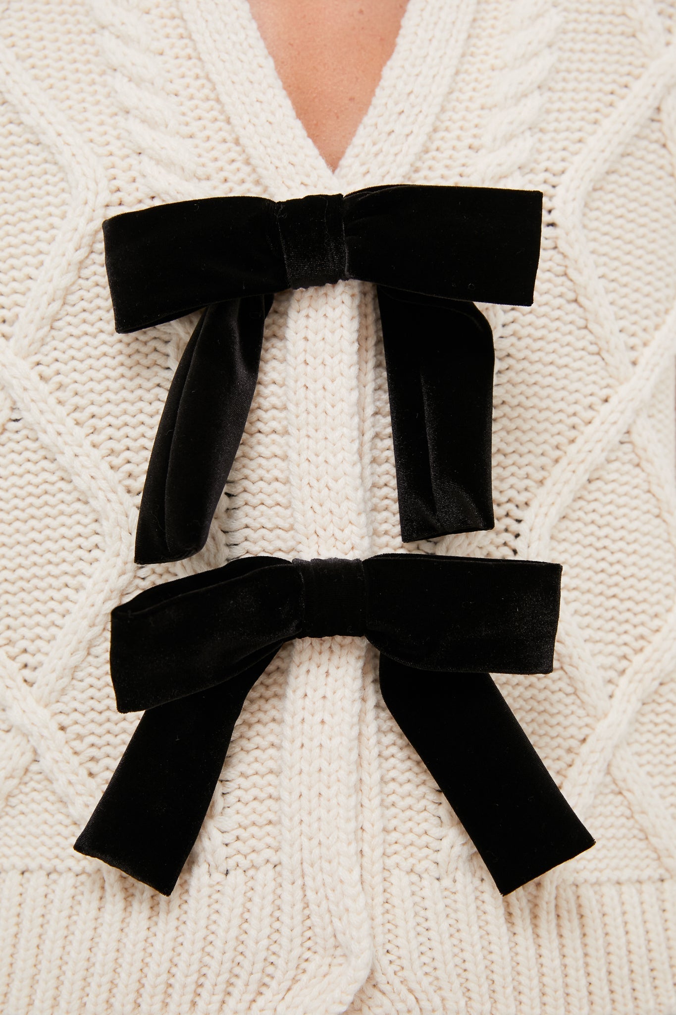 Cream & Black Velvet Bows Bess Cardigan