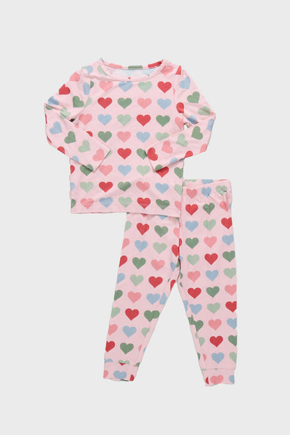 Pink Small Hearts Kids Bamboo Pj Set