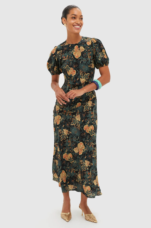 Nuit Ines Puff Sleeve Midi Dress