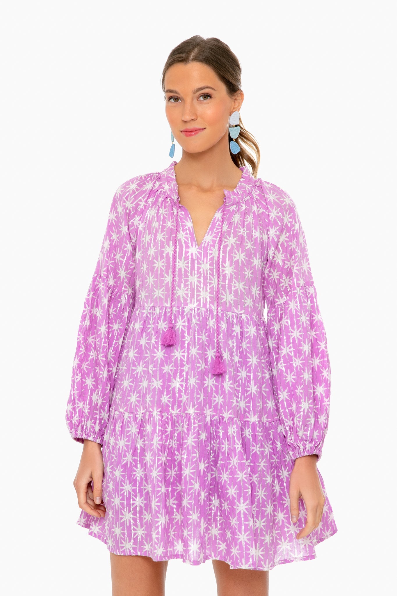 Virgo Lilac Balloon Sleeve Dress