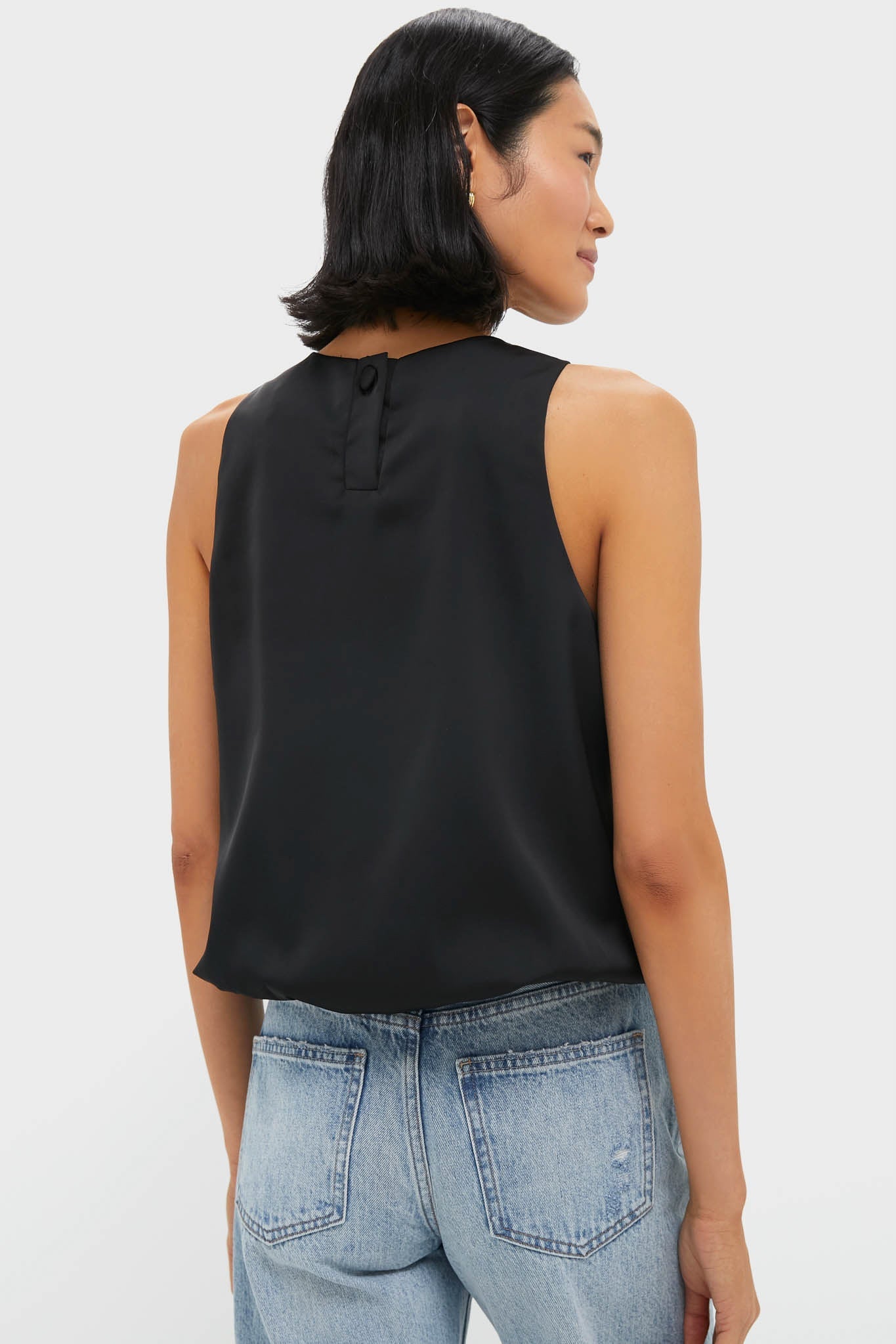 Black Satin Ramona Bubble Hem Top