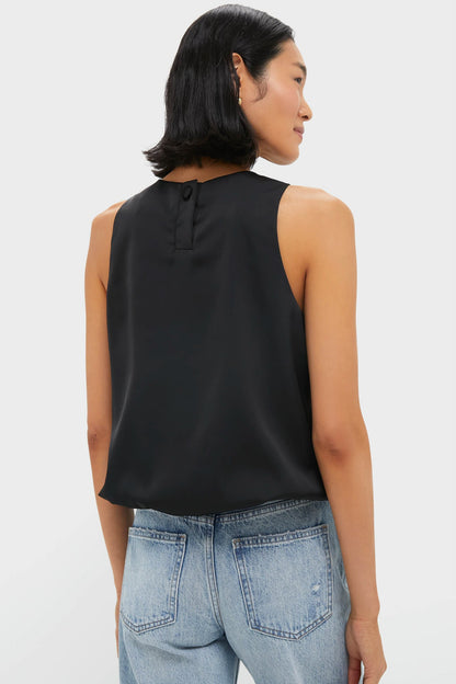 Black Satin Ramona Bubble Hem Top