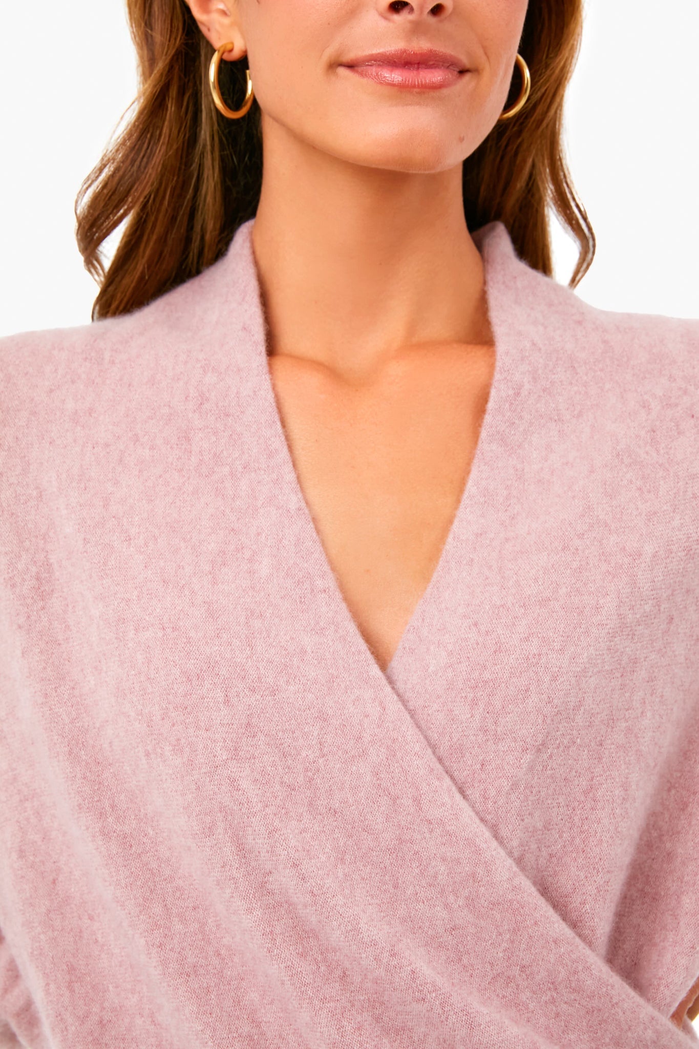 Pink Shell Wrap Front Pullover