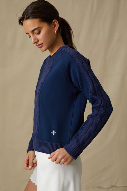 Navy Cable Knit Reid Sweatshirt