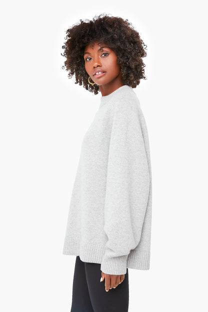 Heather Grey Oversize Cashmere Crewneck Sweater