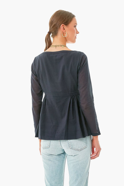 Black Cotton Voile Soft Shirt Jacket