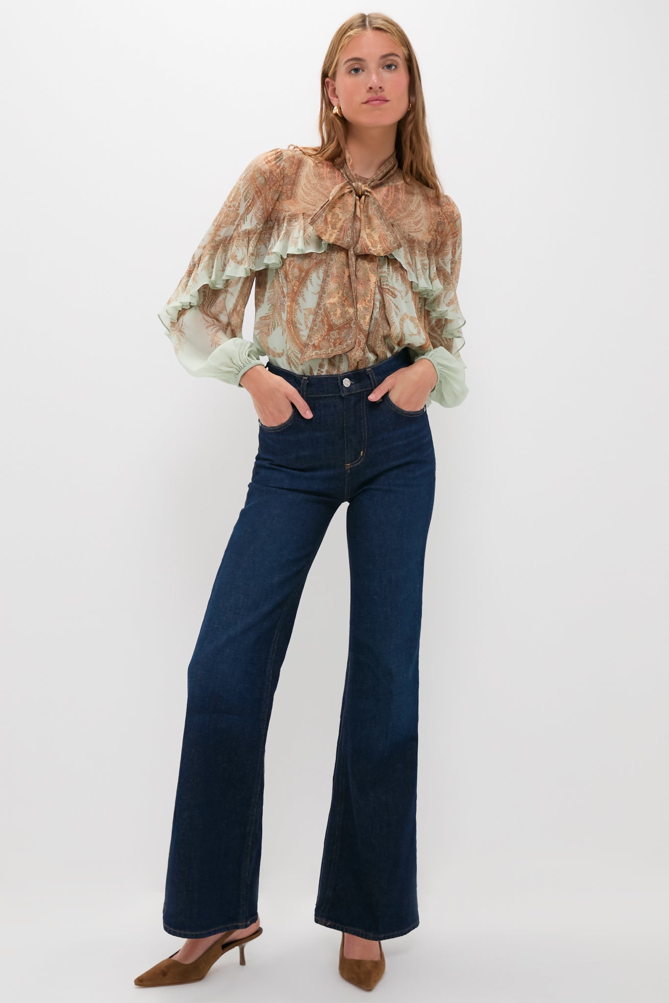 Mint Paisley Memento Flutter Blouse