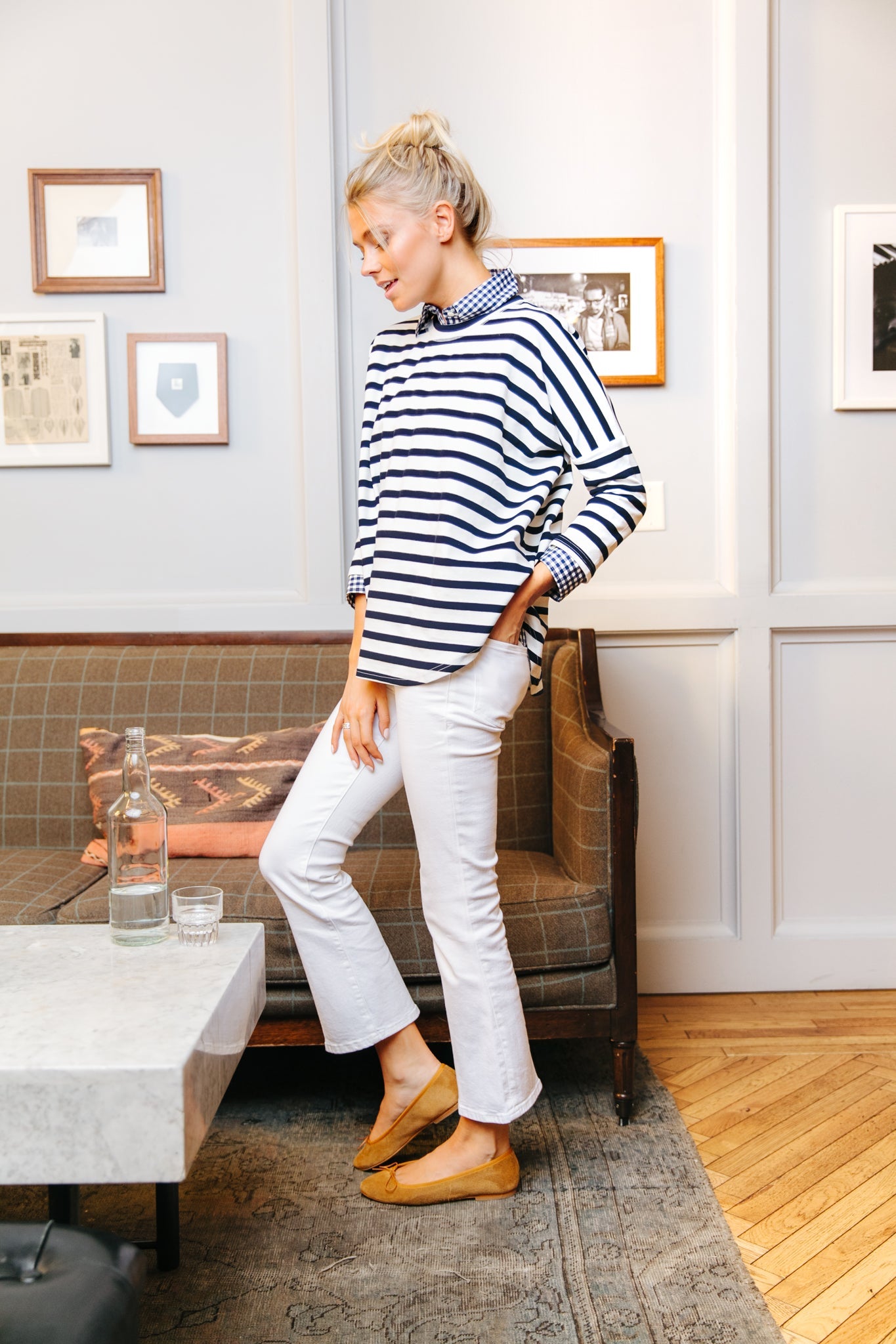 Navy and White Swing Sweatshirt