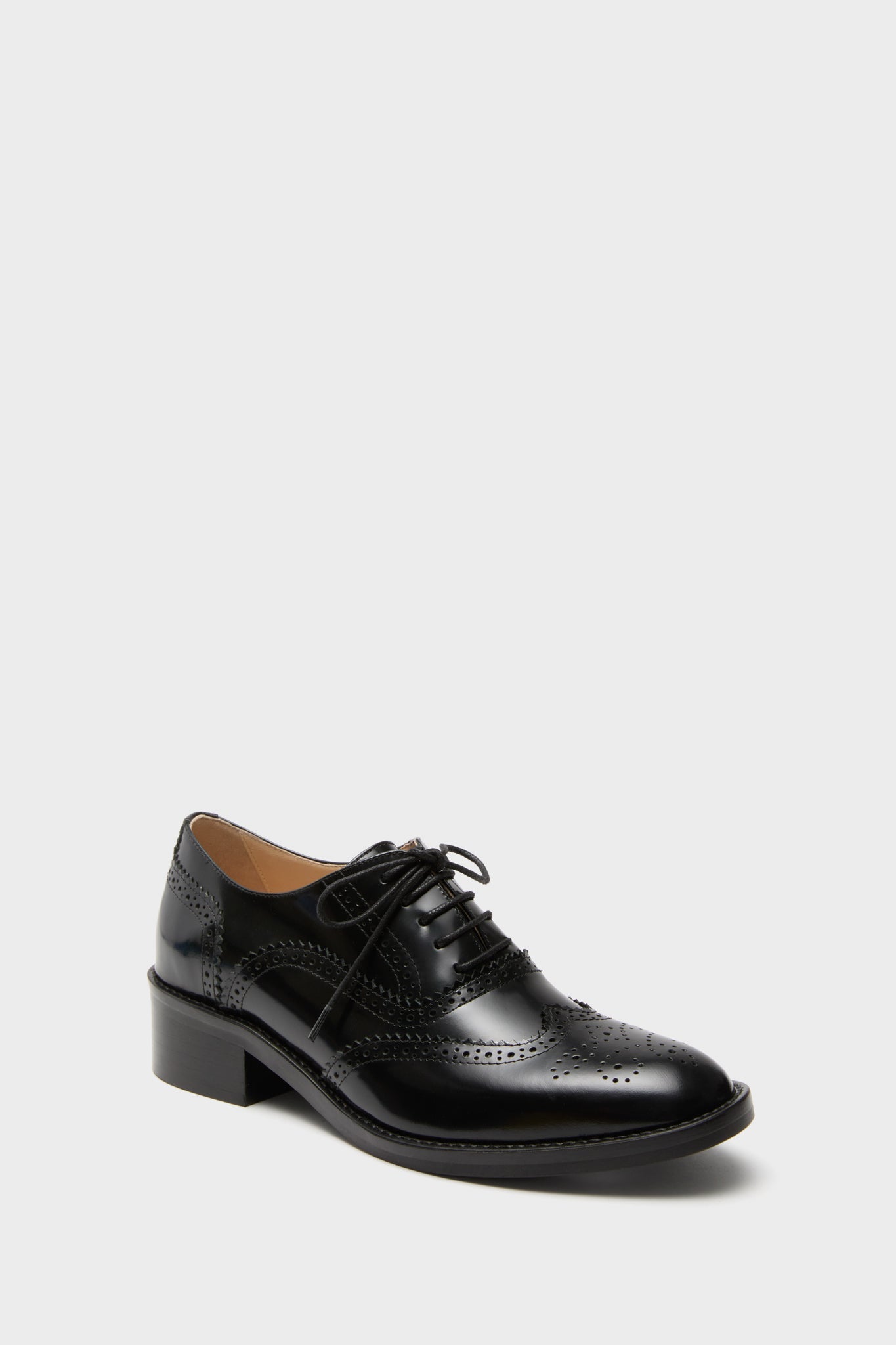 Black Leather Brogue Oxford Shoes
