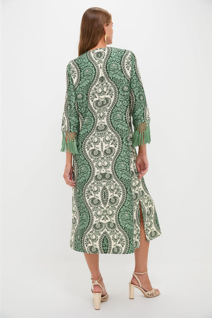 Emerald Mirasol Wave Fringe Sleeve Jamie Dress
