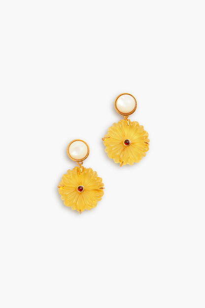 Golden Eye Flower Earrings