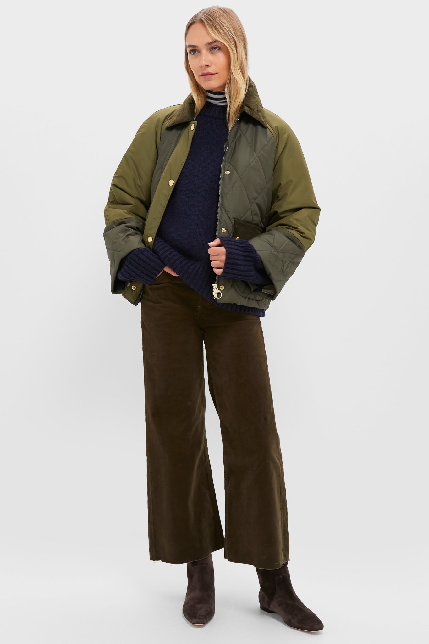 Olive and Dark Moss Martha Quilted Jacket