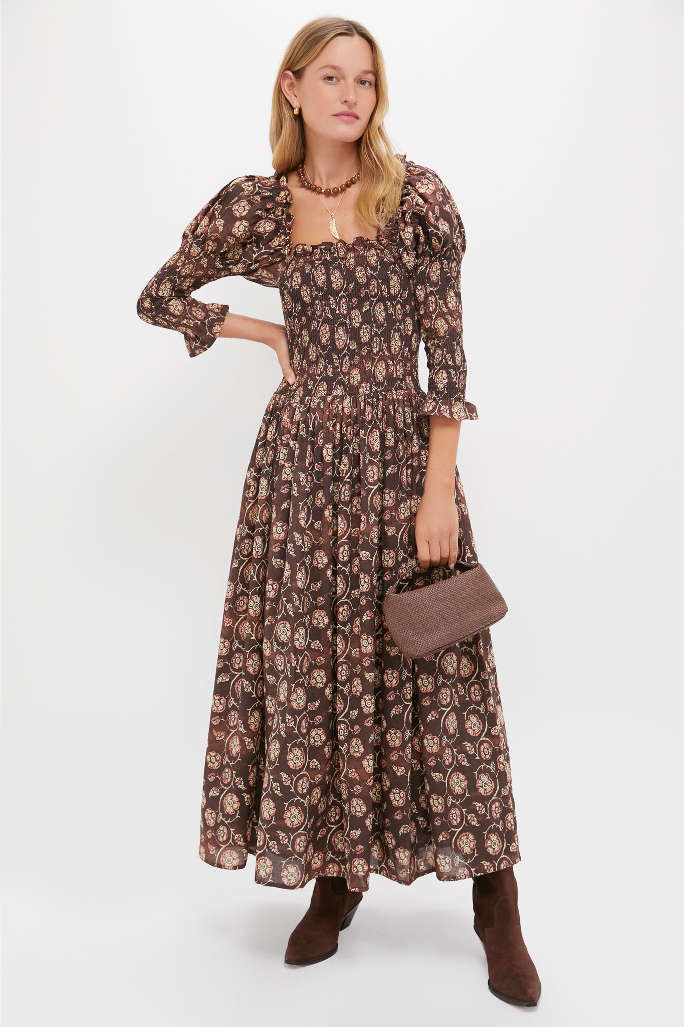 Brown Floral Jocelyn Maxi Dress