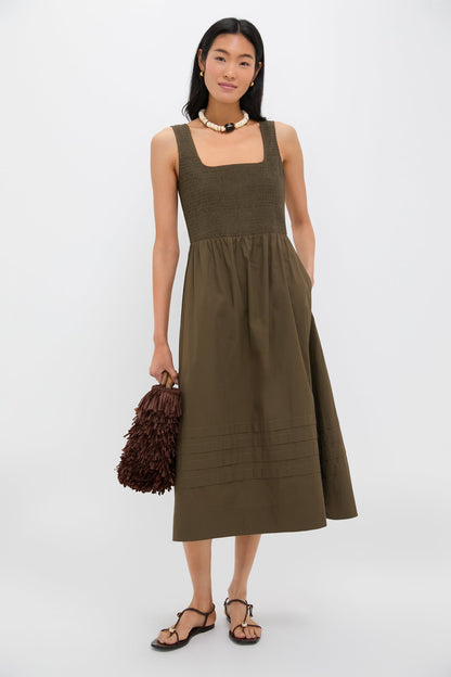 Olive Cotton Tiernan Dress