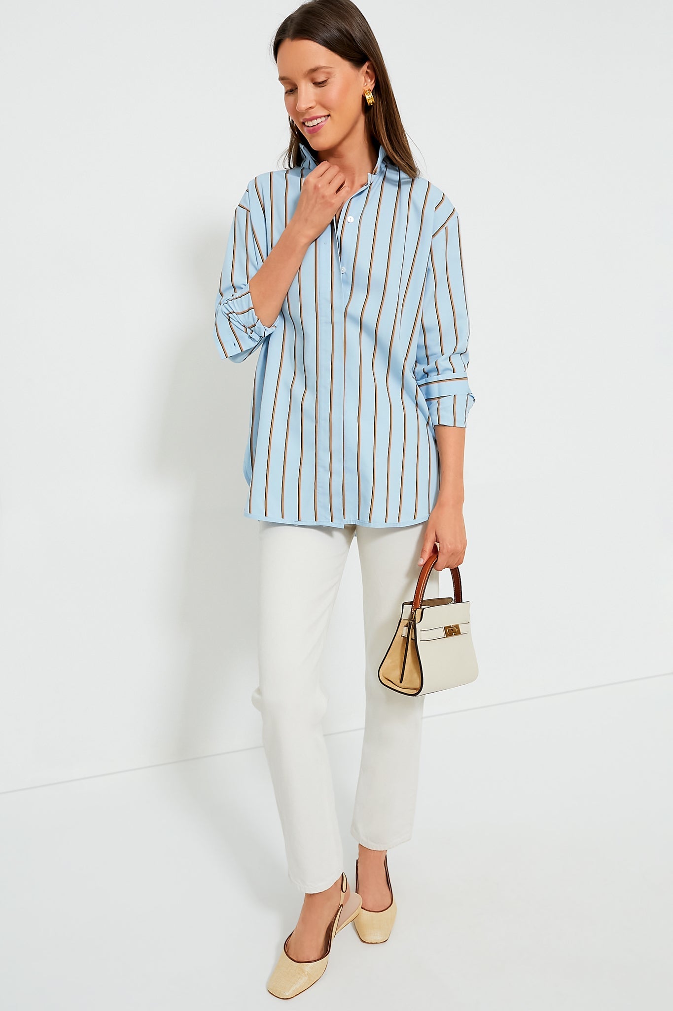 Celeste and Camel Robert Stripes Top