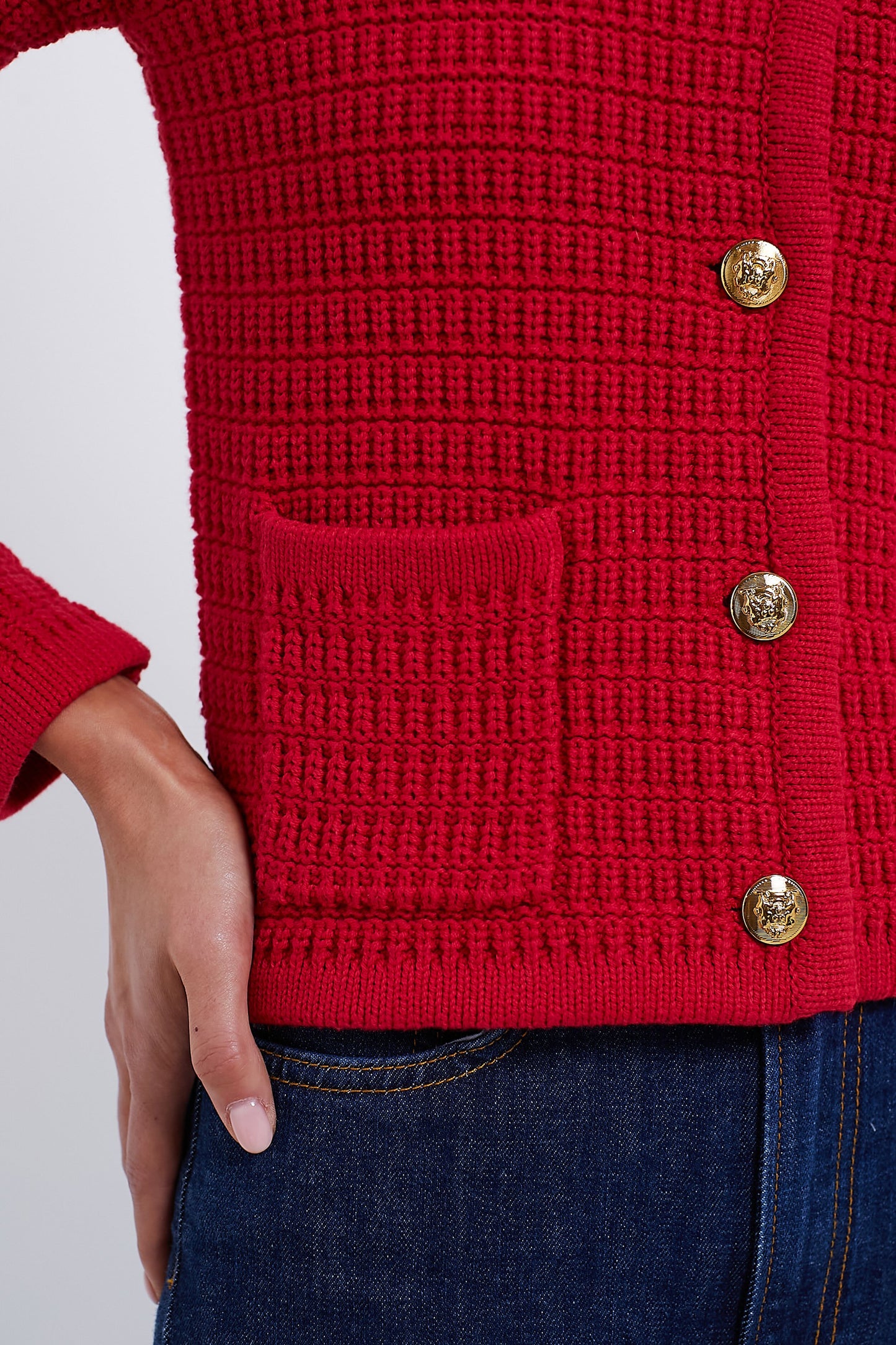 Red Woven Maybourne Cardigan