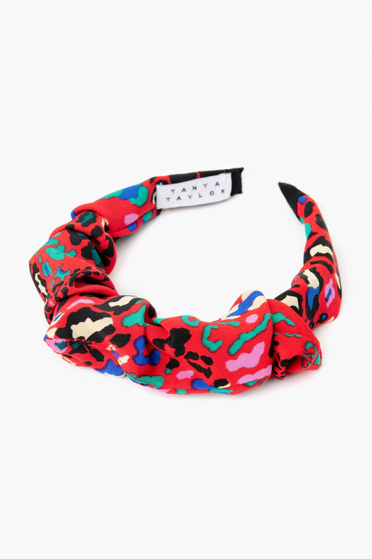 Leopard Red Ruched Headband