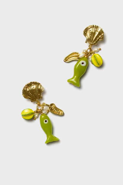 Multi Tesori Fish Charm Drop Earrings