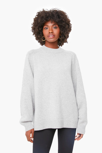 Heather Grey Oversize Cashmere Crewneck Sweater