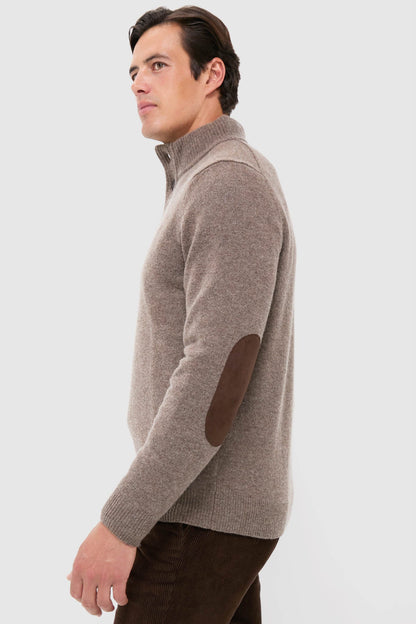 Dark Stone Essential Patch Half Zip Knitted Jumper