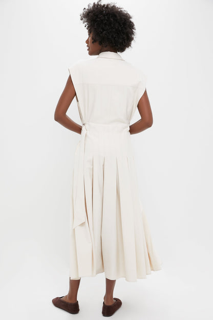 Ecru Quince Midi Shirt Dress