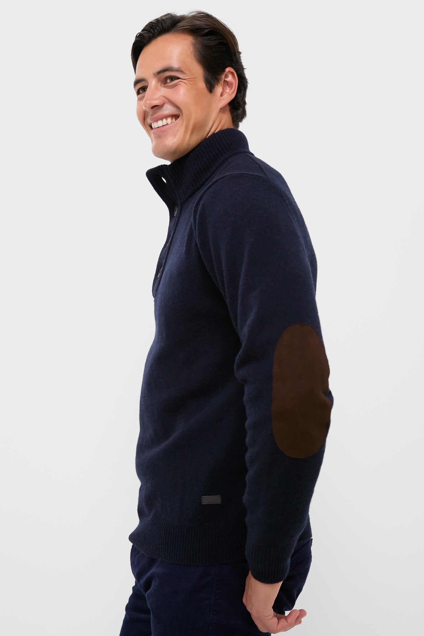 Navy Essential Patch Half Zip Knitted Jumper