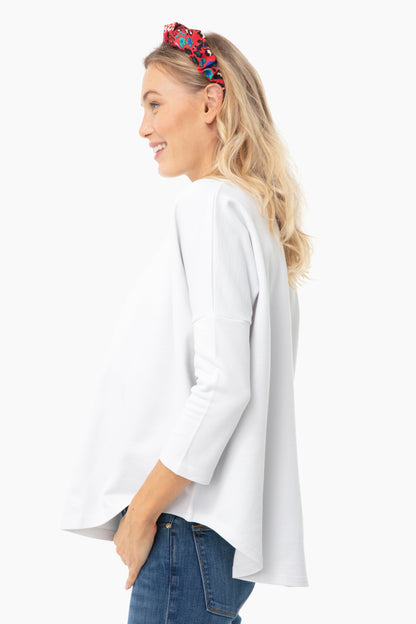 White Solid Swing Sweatshirt