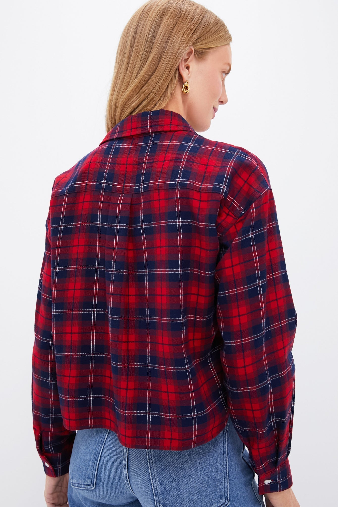 Red Plaid Flannel Cropped Jasper Button Down