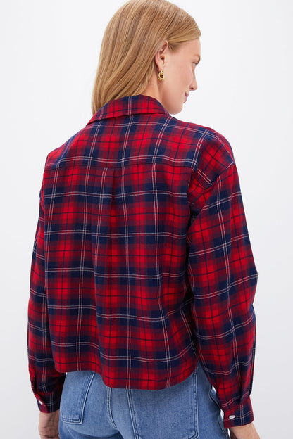 Red Plaid Flannel Cropped Jasper Button Down