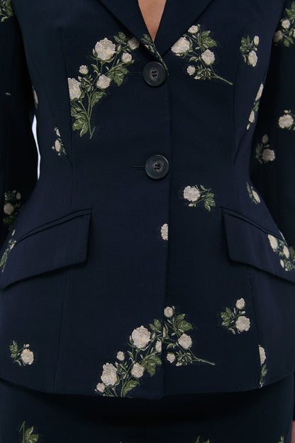 Midnight Blue Fitted Single Breasted Blazer