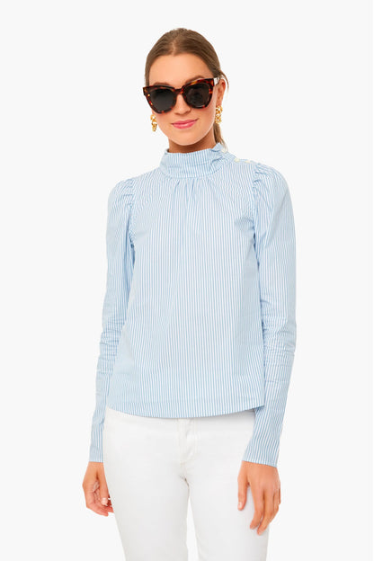 Freshwater Stripe Louella Oxford Shoulder Placket Blouse