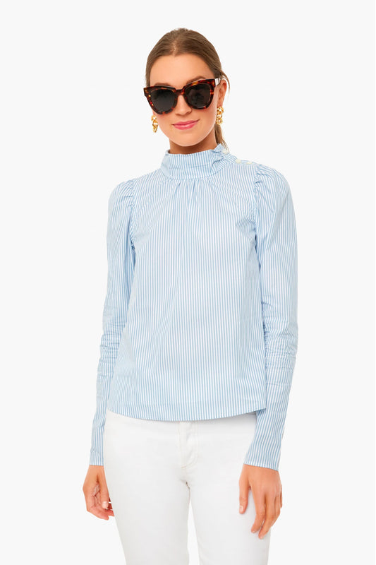 Freshwater Stripe Louella Oxford Shoulder Placket Blouse