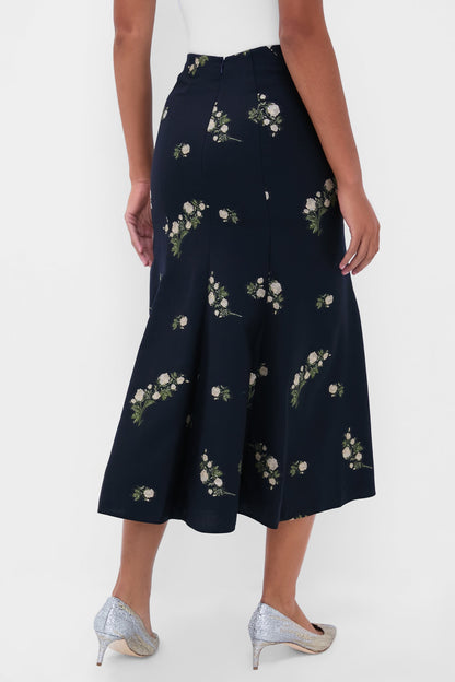 Midnight Blue Pencil Midi Skirt