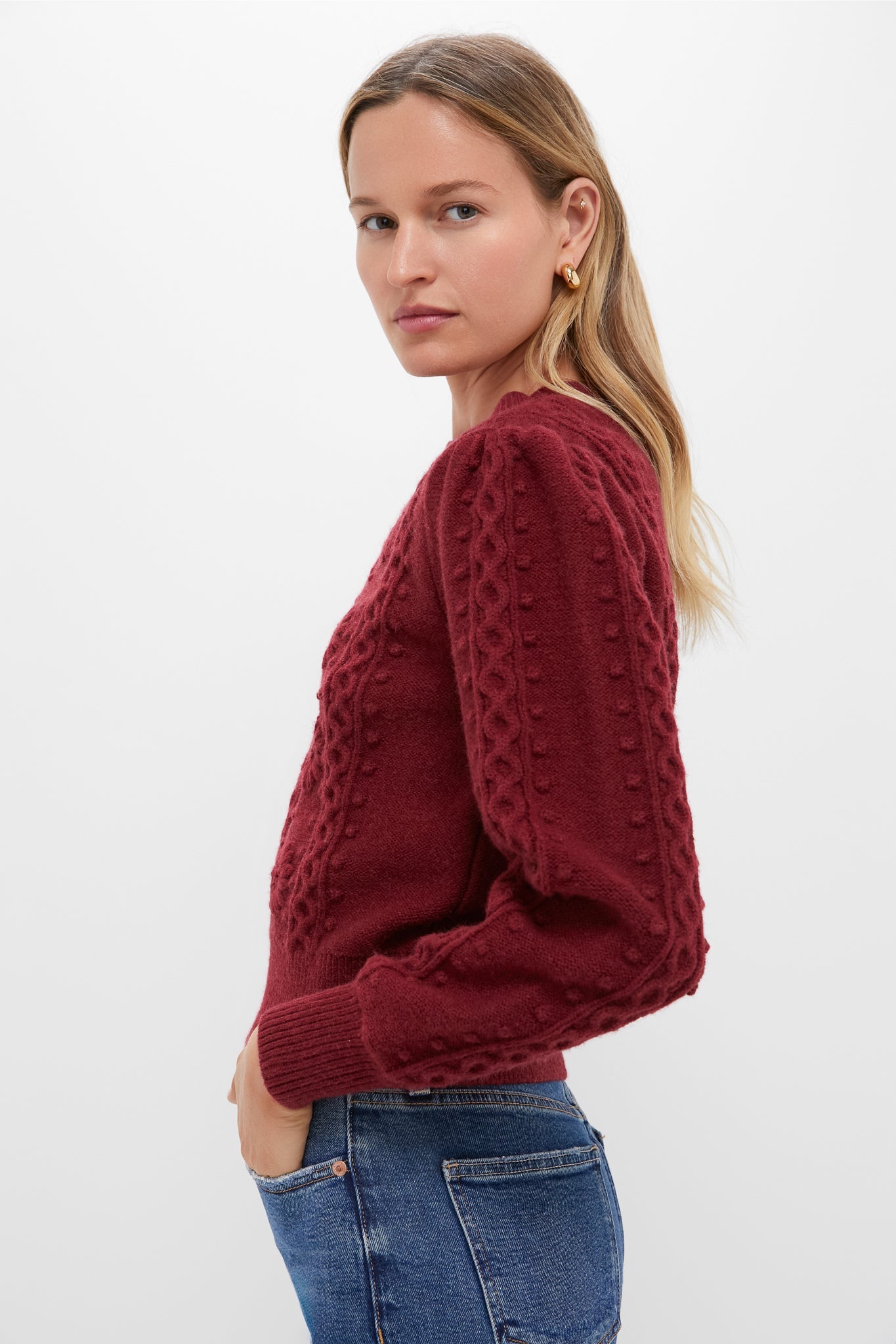 Merlot Embroidered Floral Frankie Sweater