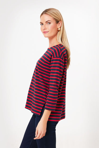 Red and Navy Stripe Becs Tee