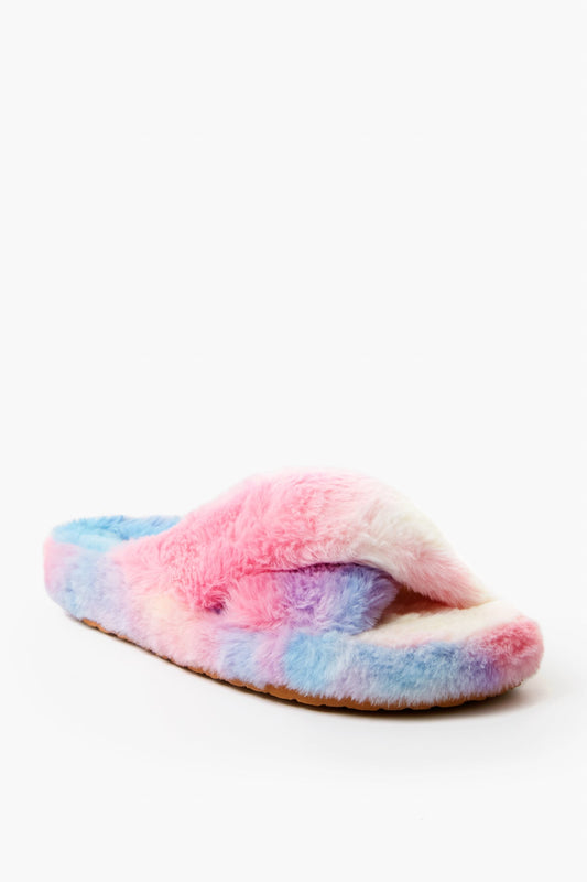 Pink Multi Fuzed Slippers