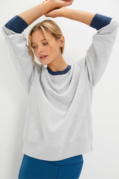 Heather Gray and Navy 100% Cotton Kolar Crewneck Sweatshirt