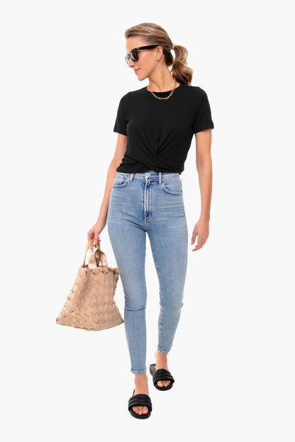 Black Lexi Twist Front Tee