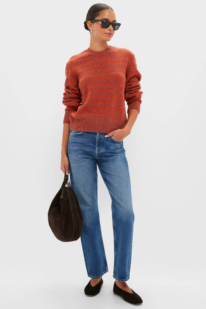 Burnt Orange Stripe Claydon Knitted Jumper