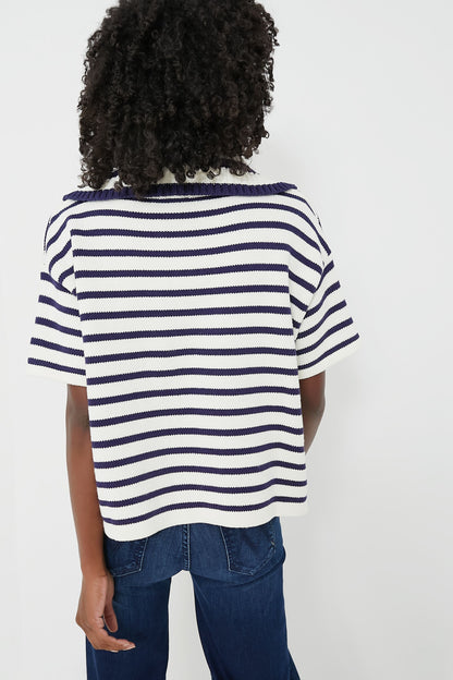 Ivory and Navy Stripe Claire Sweater