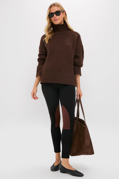 Chocolate Boucle Hannah Turtleneck Sweater