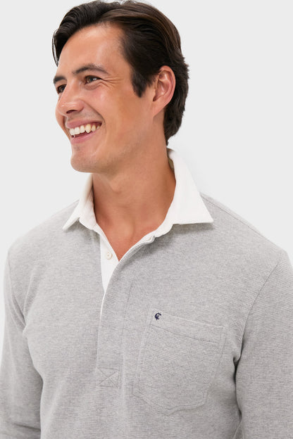 Heather Grey Waffle Rugby Polo