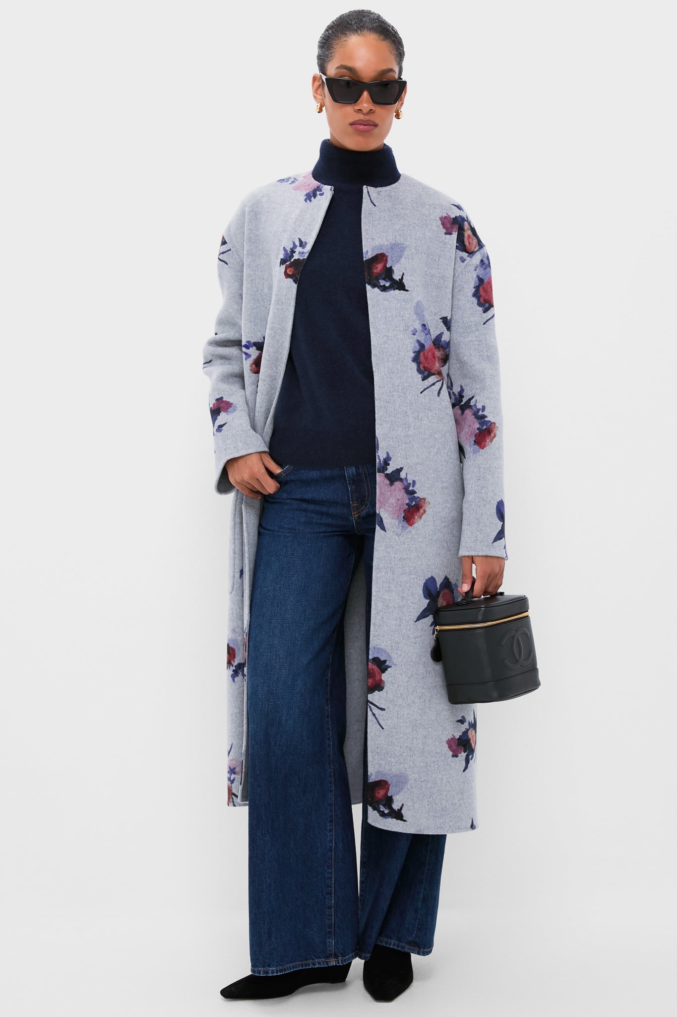 CHANEL Black Coco Mark Hand Vanity Bag