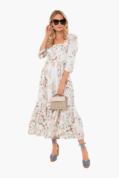 Trellis Floral Ivory Blue Hill Dress