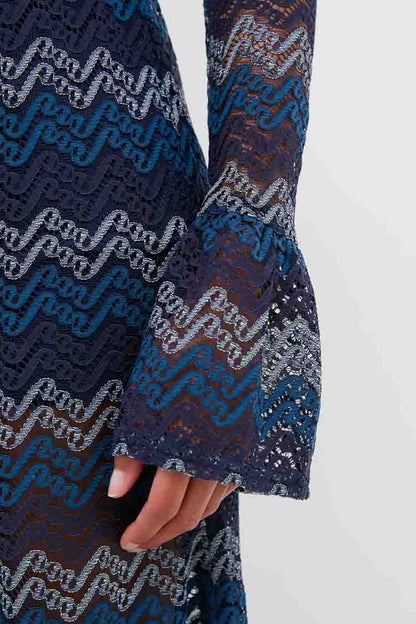 Navy Tonal Lorraine Knit Maxi Dress