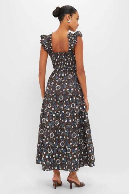 Chocolate Swedish Floral Ellie Maxi Nap Dress