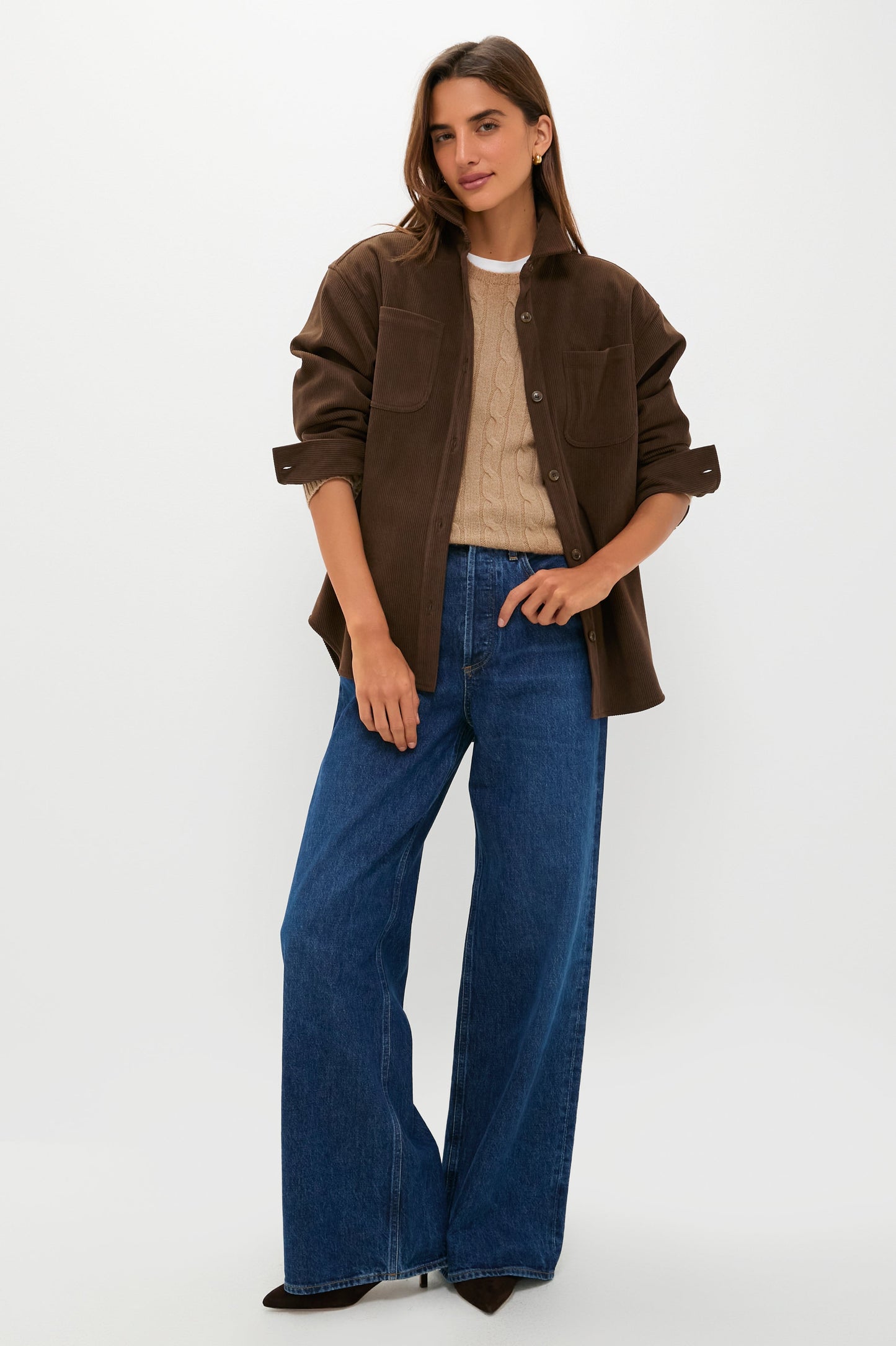 Brown Corduroy Fleece Lined Banks Shirt Jacket