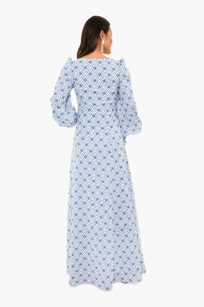 Blue Diamond Toile Elliot Maxi Dress